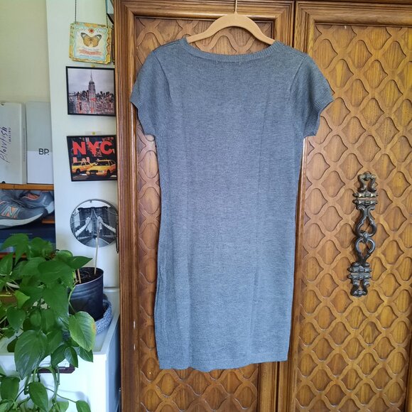Moral Fiber Zip-Neck Ribbed Tunic Knit Sweater Dress NWT! - Gray, Size XS/Jr. M - Picture 7 of 16